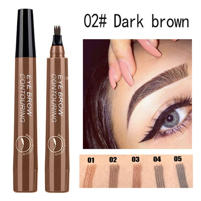 FOCALLURE - 4 Prong Liquid Eyebrow Pencil, Natural Makeup, Waterproof, Durable, Easy to Create Wild, TSLM1