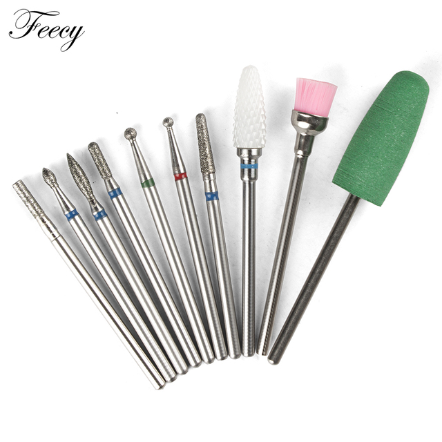 10pcs Ceramic Diamond Grinding Cutter For Manicure Set Nail Bits Grinder Cutters To Remove Gel Varnish Nail Art Accessories