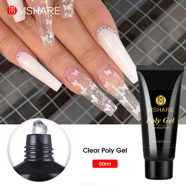 MSHARE Acrylic Gel Black 60ml Poly Builder Crystal Gel Nail Tips UV Builder Nail Extensions