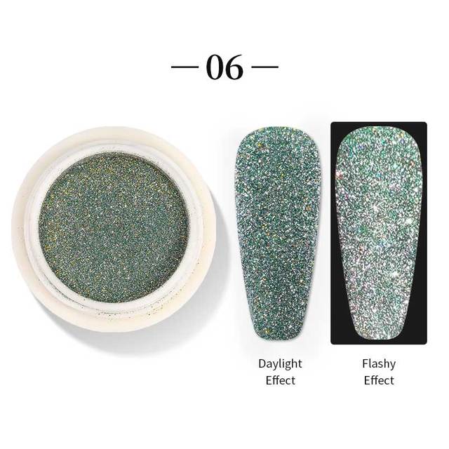 Born Pretty Reflective Glitter Powder Sea Salt Nail Powder Shining Nail Glitter Chrome Pigment Dust Hollow Powder Nail Decoration