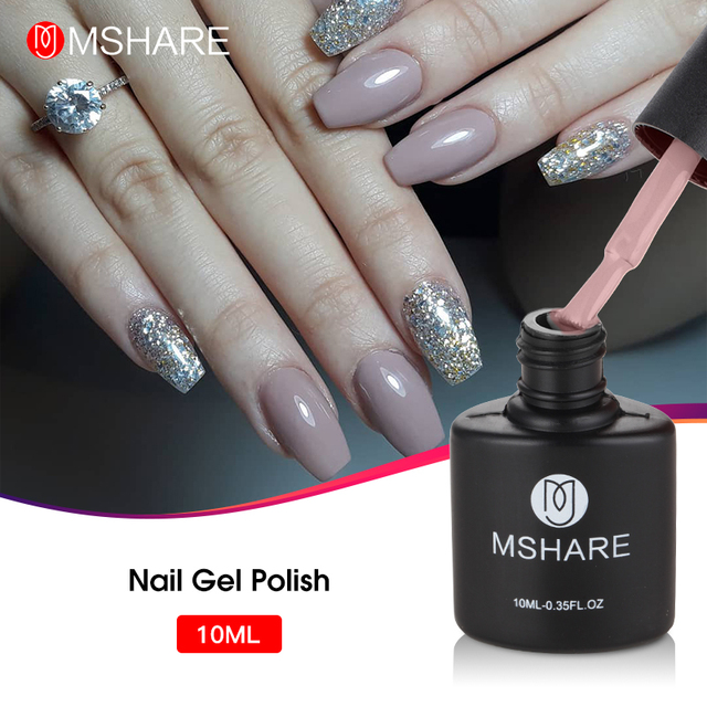 MSHARE Dark Blue Nail Gel Polish Lacquer Base Top Coat Soak Off Uv Led Healing Gel With Dryer Nail 10ml in Plastic Bottle