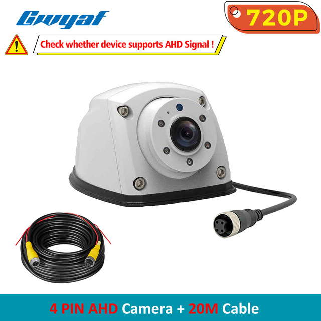 Gwyaf White Trailer Truck Camera AHD 720P Mini Front/Side Reverse Camera Wide View Angle Fifth Wheel/RV Camping Parking Camera