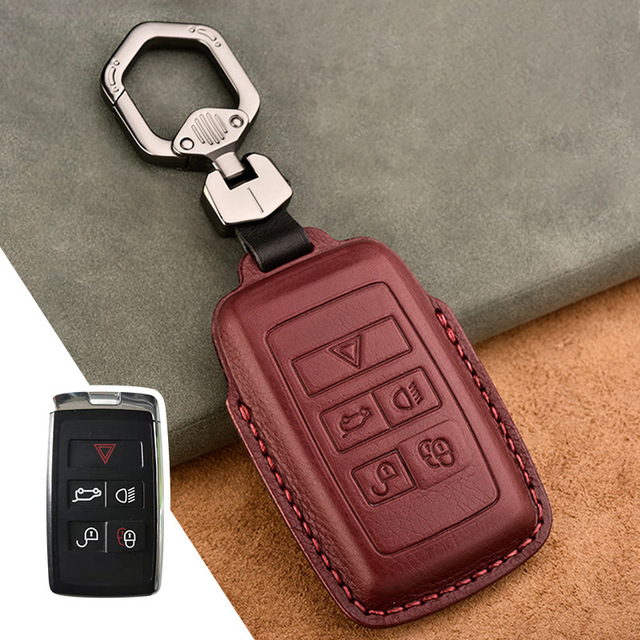 Luxury Genuine Leather Car Key Case For Jaguar Land Rover Evoque Sport Accessories Keychains Bag Holder Keyring Fob Shell