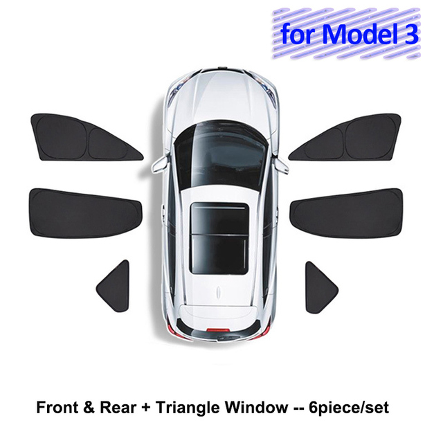 Sunshade For Tesla Model 3 2022 Car Accessories Side Window Sun Shade Privacy Louver Blinds Shade Net Rear Windshield