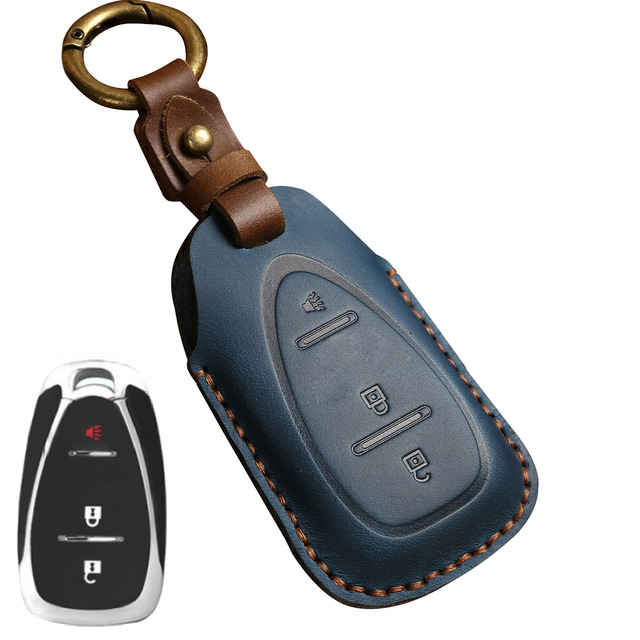 Luxury Leather Car Key Case Cover Fob Protector Keychain Holder For Chevy Chevrolet 2021 JM Trax Crvalier Cruze Malibu Keyring