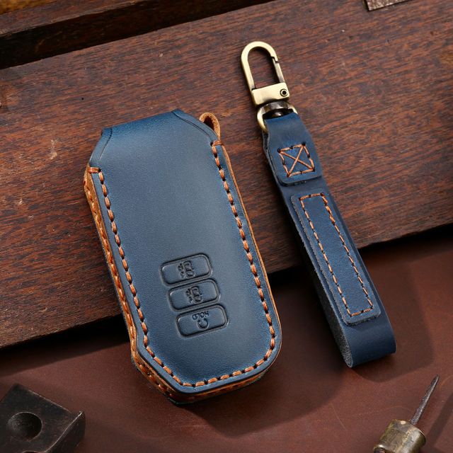 Luxury Car Key Cover Case Genuine Leather Keychain Accessories For Kia Ev6 Seltos K5 Sorento Mq4 7 Button Keyring Holder Shell