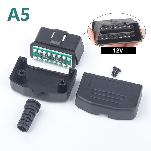 OBD II L Type 16 Pin Bus Connector Cable Socket Plug With Shell And Screw