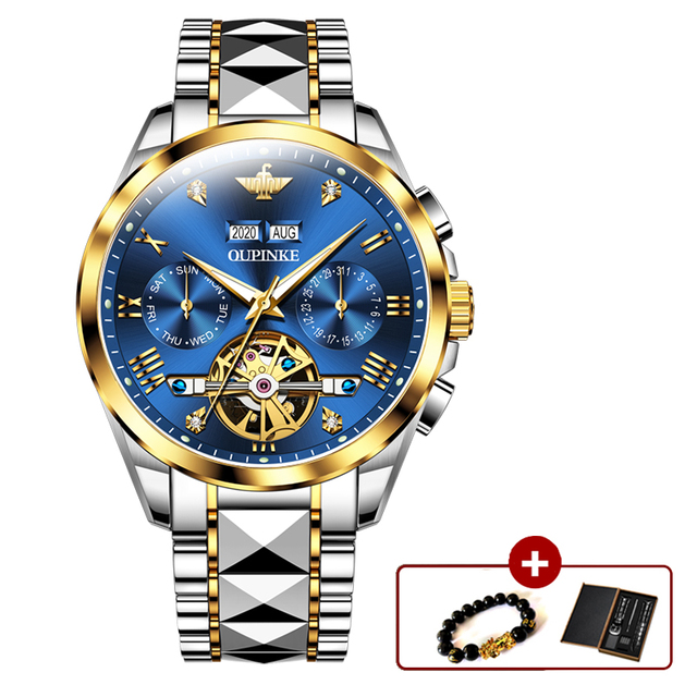 Original OUPINKE luxury automatic men's watch mechanical sapphire crystal waterproof fashion top brand hollow wristwatches