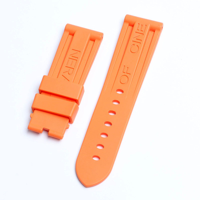 24mm Black Blue Red Orange Gray Purple Watch Band Silicone Rubber Watchband Fit For Panerai Strap Tools Pin Buckle Tools