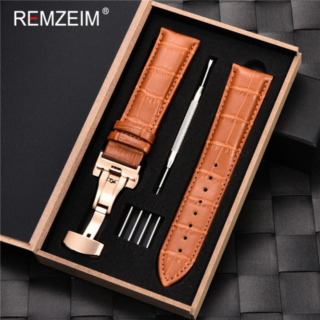 Remz Patterned - Genuine calfskin leather watch strap size 16, 17, 18, 19, 20, 21, 22, 23 and 24mm, with box and watch accessories