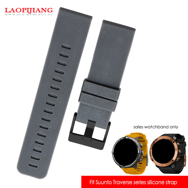 High quality waterproof rubber watchband fit suunto TRAVERSE Alpha series watch 24mm silicone straps with stainless steel clasp