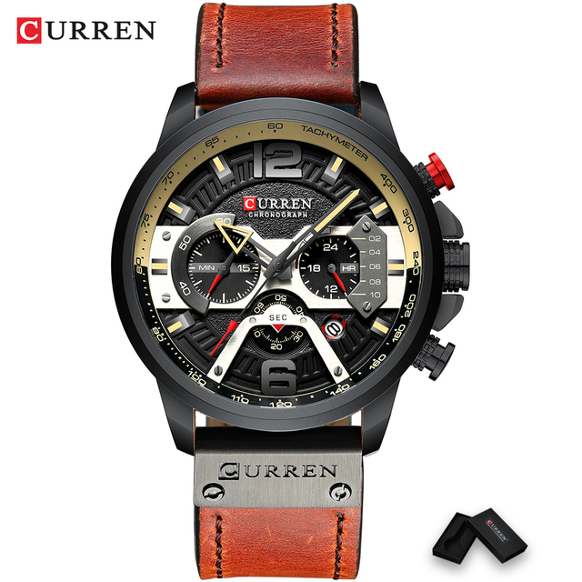 CURREN Casual Sport Watch Blue Watch Men Luxury Military Leather Wrist Watch Man Watch Fashion Chronograph Relogio Masculino