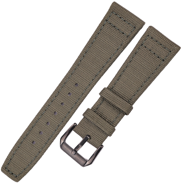 Nylon Canvas + Genuine Leather Watchband 20mm 21mm 22mm Black Green Blue Women Men Watch Band Strap With Pin Buckle