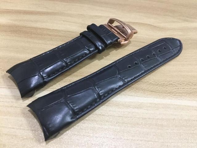 22/23/24mm For T035407A T035617A T035627A T035614 High Quality Butterfly Buckle Genuine Leather Curved End Watchband Belts