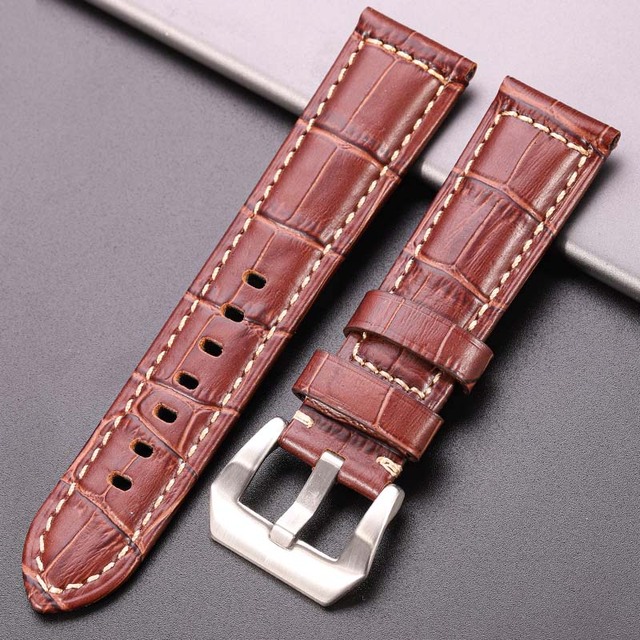 Genuine leather watches black brown red blue green orange women men watch strap for bam accessories 20mm 22mm 24mm