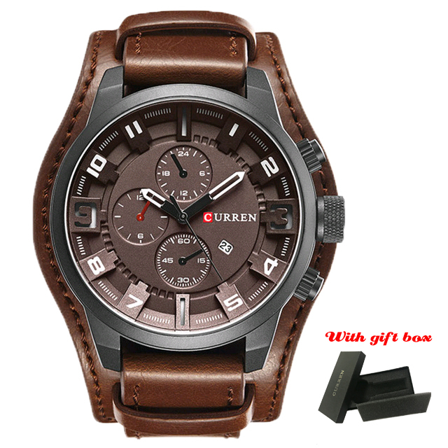 CURREN Top Brand Luxury Men's Watches Men's Watches Date Sports Military Watch Leather Strap Quartz Business Men Watch Gift 8225