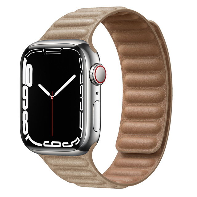 حزام ل سوار ساعة يد آبل رابط جلدية حلقة 44 مللي متر 40 مللي متر iWatch سلسلة 7 6 SE 5 4 3 2 1 watchbands سوار 42 مللي متر 38 مللي متر الأساور