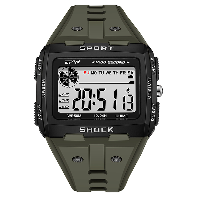 Large numbers easy to read 50m water resistant men digital watch outdoor sports