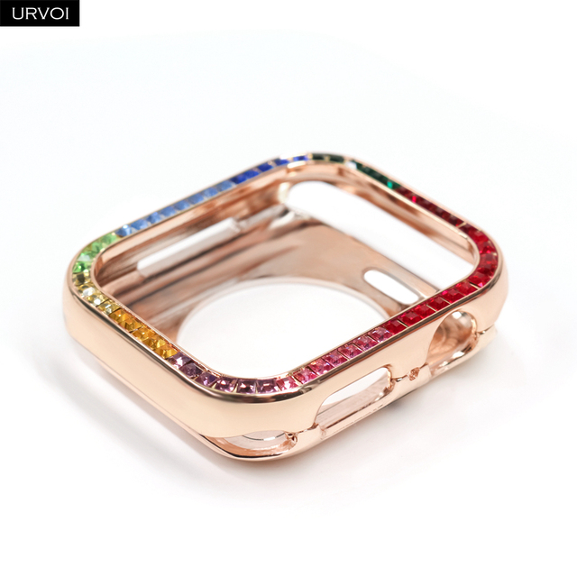 URVOI Full Glitter Rhinestone Case for Apple Watch series 6 5 4 SE Sturdy Metal Frame with Crystal Cover for iWatch Protection