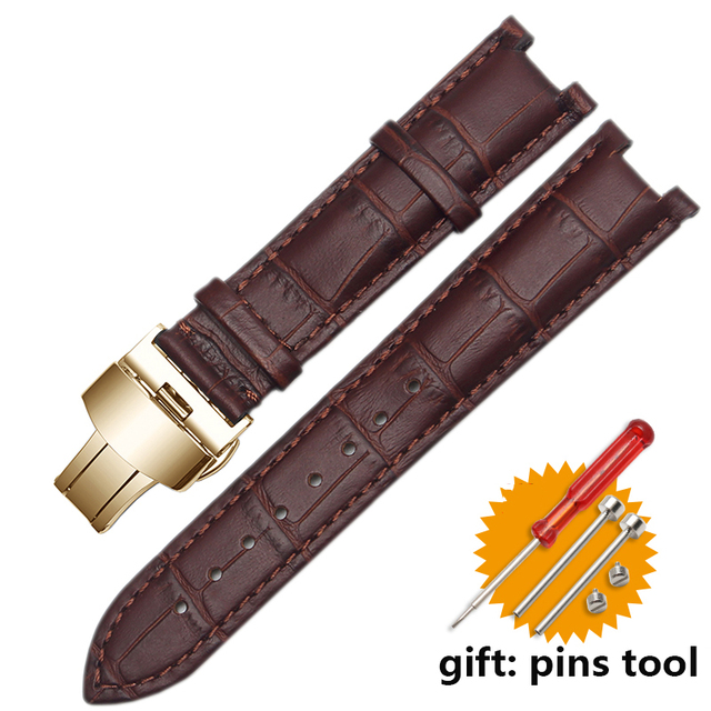 Genuine leather watchband for GC wristband 22*13mm 20*11mm engraved strap with butterfly stainless steel buckle