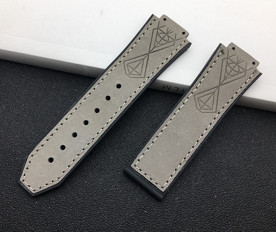 Convex Real Leather Silicone Rubber Watchband 25*17mm for Hublot Strap for Big Bang Strap Watch Band Authentic Bracelet Logo