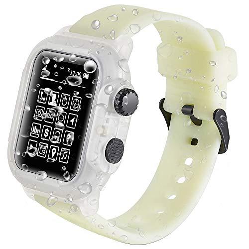 Case + Strap for Apple Watch 6 5 4 SE 44mm Sport Silicone Strap IP68 Waterproof Anti-drop Protective Cover for iwatch 3 2 1 42mm