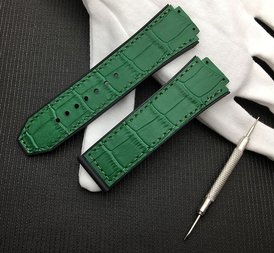 25*17mm Real Cow Leather With Rubber Silicone Watchband Watch Band For Hublot Strap For Big Bang Accessories Belt Buckle Logo On