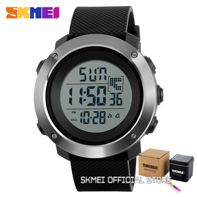 SKMEI - Simple Men's Digital Work Watch, PU Strap, Multifunctional LED Display, 5 Bar Water Resistant, 1267