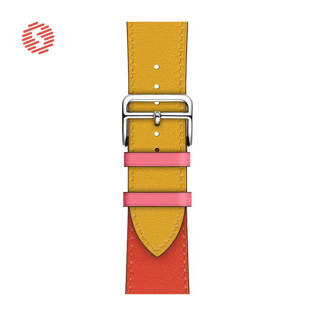 ShengOne Leather Bracelet Fashion Exquisite Bracelet for Apple Watch 7 6 SE 5 4 45 44 42mm Two Tone Replacement Strap 3 2 41 40 38