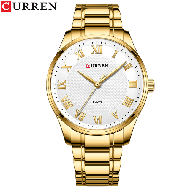 CURREN Men's Watch Stainless Steel Band Luminous Quartz Wrist Watches Male Creative Design Golden Clock Relogio Masculino