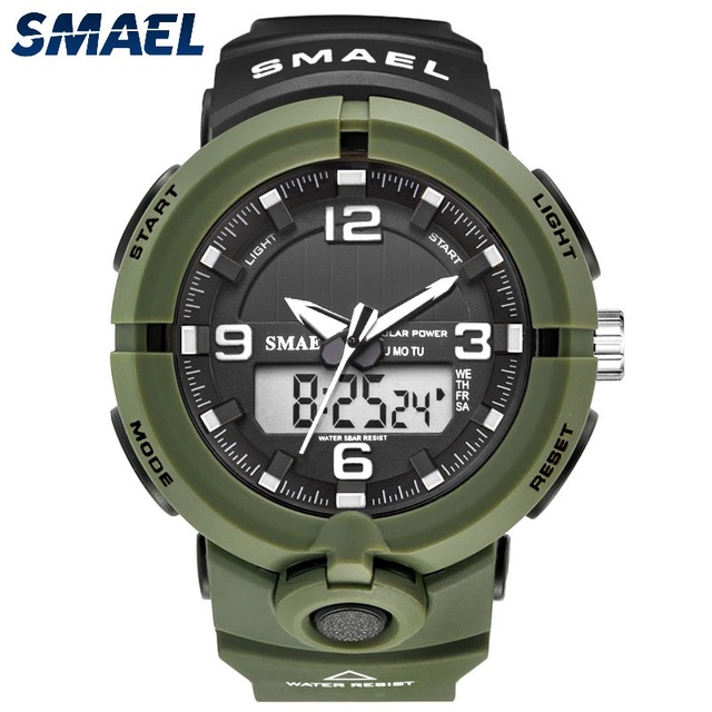 SMAEL Solar Power Men Sports Watches Waterproof LED Digital Watch Men Luxury Brand Electronic Mens Wrist Watch Relogio Masculino