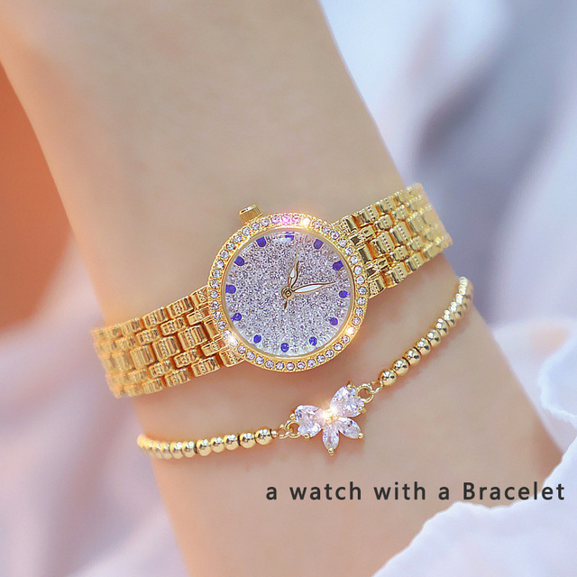 Women Watches 2022 Fashion Creative Famous Brand Small Diamond Gold Wrist Watch Female Wristwatch Bayan Kol Satti 2021