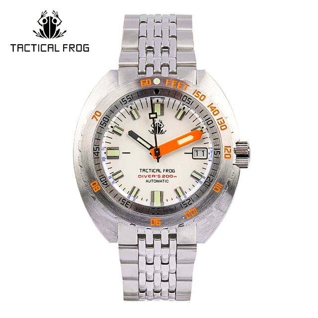 Tactical Frog Sub 300T V3 Retro Diver Watch Men NH35A Automatic Sapphire 200M Waterproof Luminous Stainless Steel Mechanical Bracelet