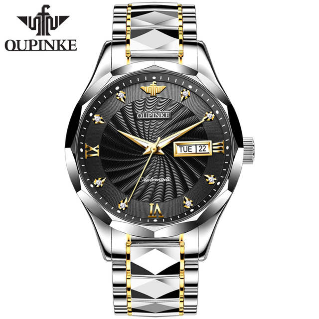 OUPINKE Luxury Brand Men Automatic Mechanical Watch Construction Grade Waterproof Stainless Steel Watchband Male Wristwatch