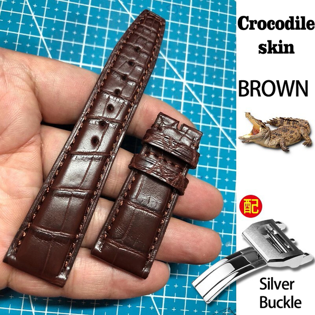 For Iwc Watch Crocodile Leather Watch Band Replacement Strap For Portugieser Porotfino Family PILOT'S Folding Buckle 20mm 22mm