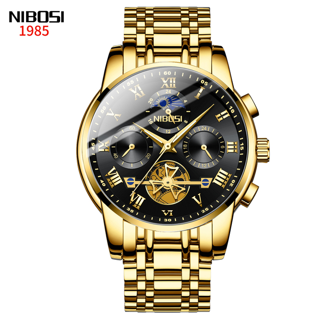 2022 New NIBOSI Luxury Watch Men Waterproof Watches Chronograph Sports Watches Mens Quartz Casual Wristwatch Reloj Hombre