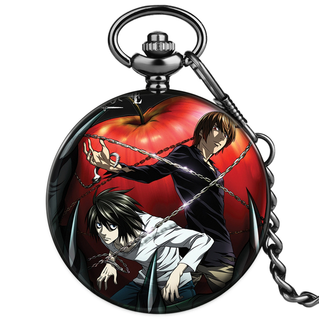 Classic Male Female Cartoon Character Pattern Creative Quartz Pocket Watch With Thick Chain Unisex Birthday Watches For Friend