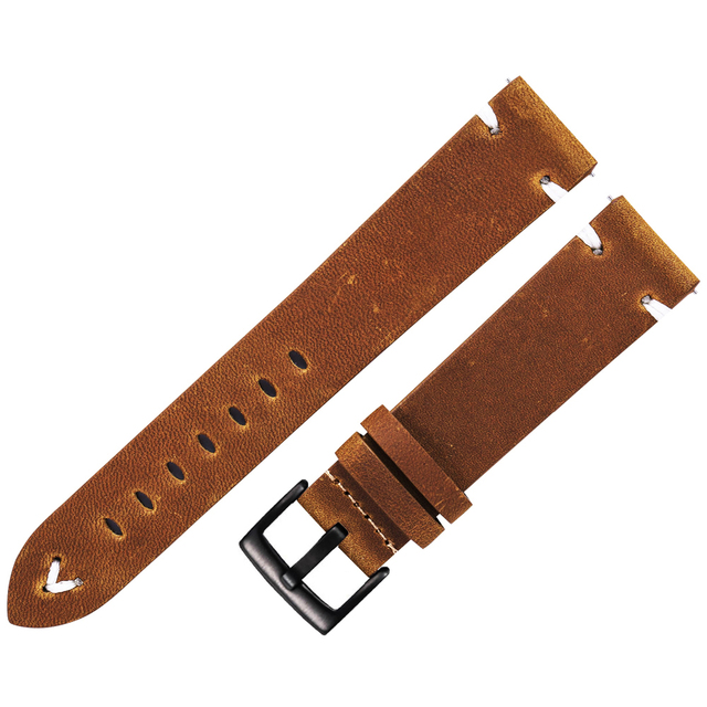 Oil Wax Leather Watch Band 18mm 20mm 22mm Cow Watchbands Retro Bracelet 19mm Handmade Stitching Wristband