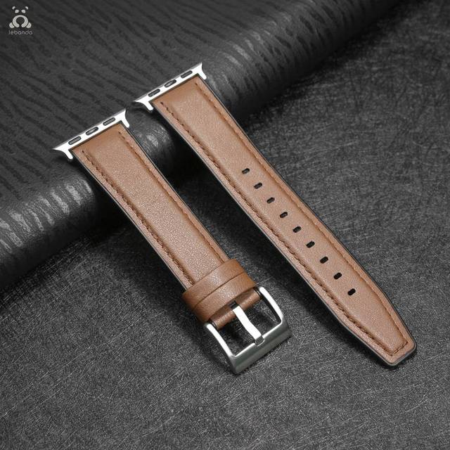 Lebanda Leather Strap for Apple Watch Series 7 6 SE 5 4 3 2 Suitable Leather Back Comfortable Feel Soft Touch for iWatch 41 45mm