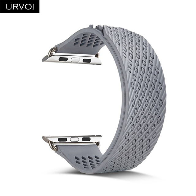 URVOI Fluorelastomer Band for Apple Watch Series 7 6 SE 5 432 Strap for iWatch Soft Silicone Replacement Sport Band No Buckle