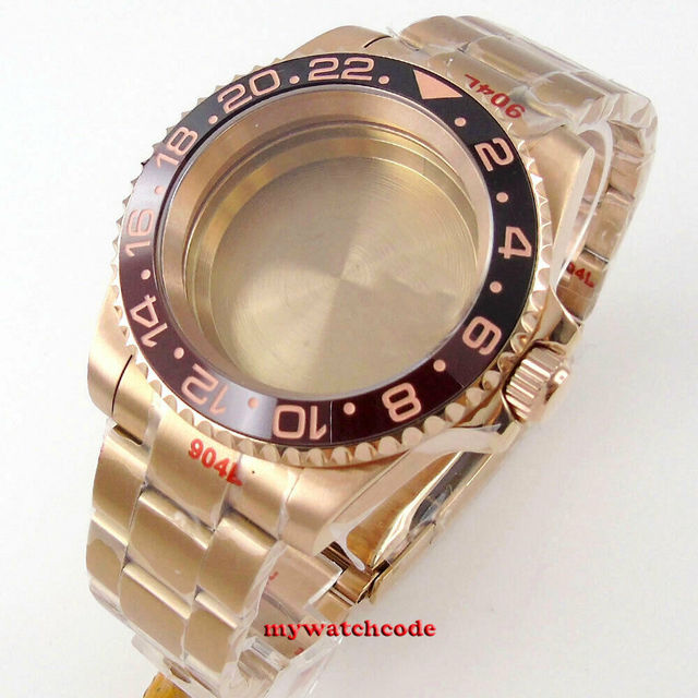 40mm Rotbeer ceramic bezel sapphire watch glass case fit NH35 NH36 2824 2836 Miyota 8215 8205 moveent