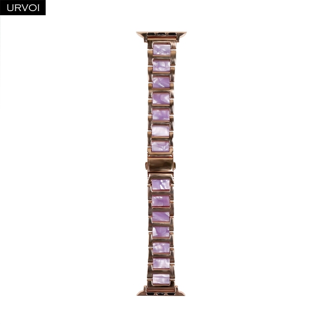 URVOI Link Bracelet for Apple Watch Series 7 6 SE 5 4 321 iwatch band Stainless Steel with Resin Strap Durable Luxury Design