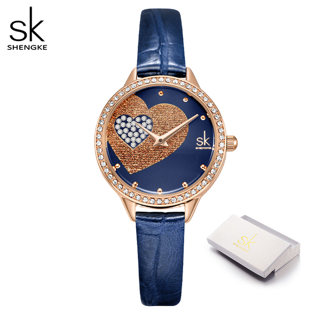 Quartz Watch for Women Luxury Fashion Leather Wristwatch Female Anniversary Gift Office Casual Shopping Rhinestone Heart Clock