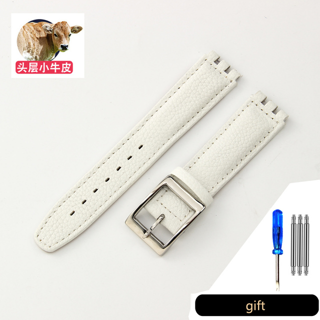 Genuine Leather Watch Strap For Swatch YCS YAS YGS Pin Buckle 17mm 19mm Female Watch Band Blue Red Black Accessories Watchband