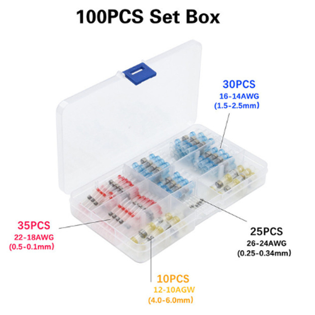 50/100/250 قطعة مختلط الحرارة يتقلص ربط محطات مقاوم للماء لحام كم أنبوب سلك كهربائي معزول لصق موصلات عدة