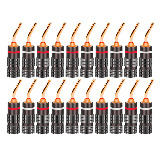 20pcs/10pairs Nakamichi Banana Plug 24K Gold Plated 4mm Banana Connector With Screw Lock For Audio Jack Speaker Plugs Black And Red