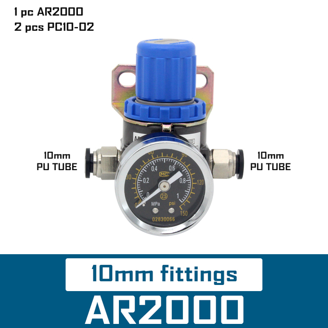 AR2000 1/4'' Mini Pneumatic Air Pressure Relief Control Compressor Regulator Treatment Units Valve Gauge Fitting