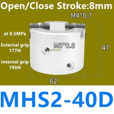 MHS2 MHS3 MHS4 Air Parallel Finger Clutch SameAsSMC Bore 16D/20D/25D/32D/40D/50D mm Double Acting MHS2-16D MHS3-16D MHS4-16D