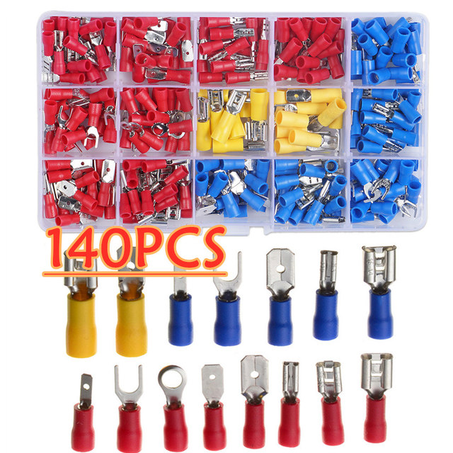 Insulated Box Male Female Spade Terminal Cable Connector Electrical Wire Crimp Butt Ring Fork Spade Lug Rolled Assortment Kit