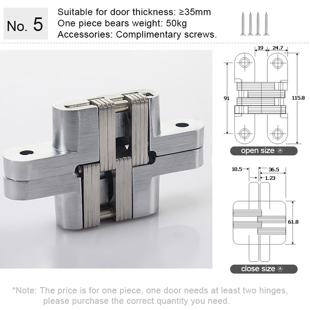 Hidden Hinge Invisible Folding Door Concealed Cross Hidden Hinges for Furniture Hardware Cabinet Folding Door Wooden Box Front